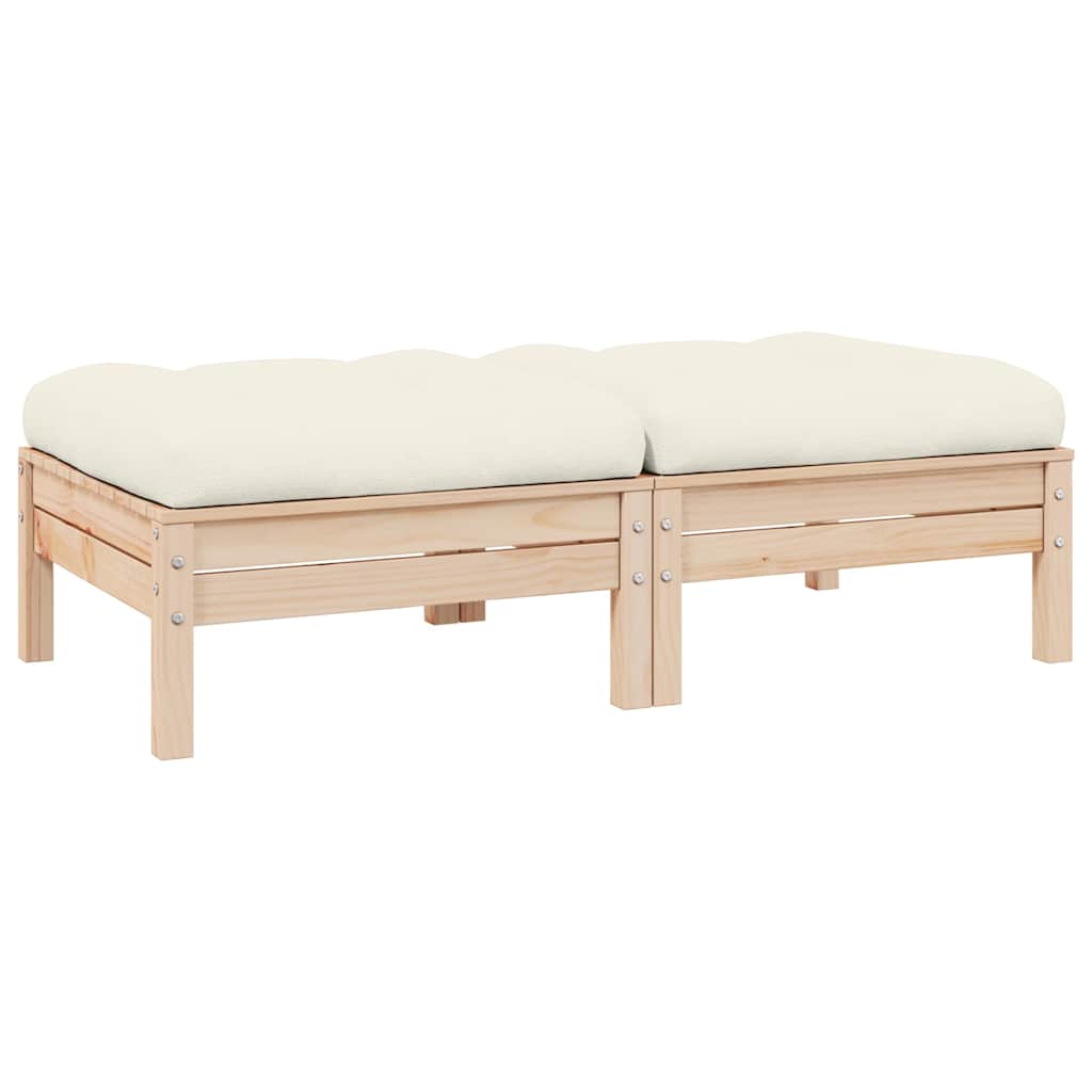 Gartensofa 2-Sitzer mit Kissen in Creme Massivholz Kiefer