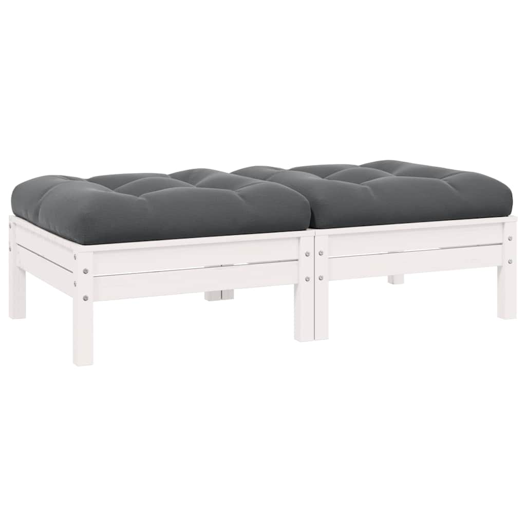 2-Sitzer-Gartensofa mit Kissen Weiß Massivholz Kiefer