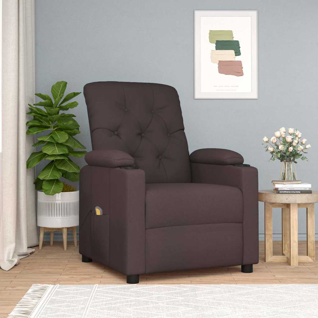 Massagesessel Dunkelbraun Stoff