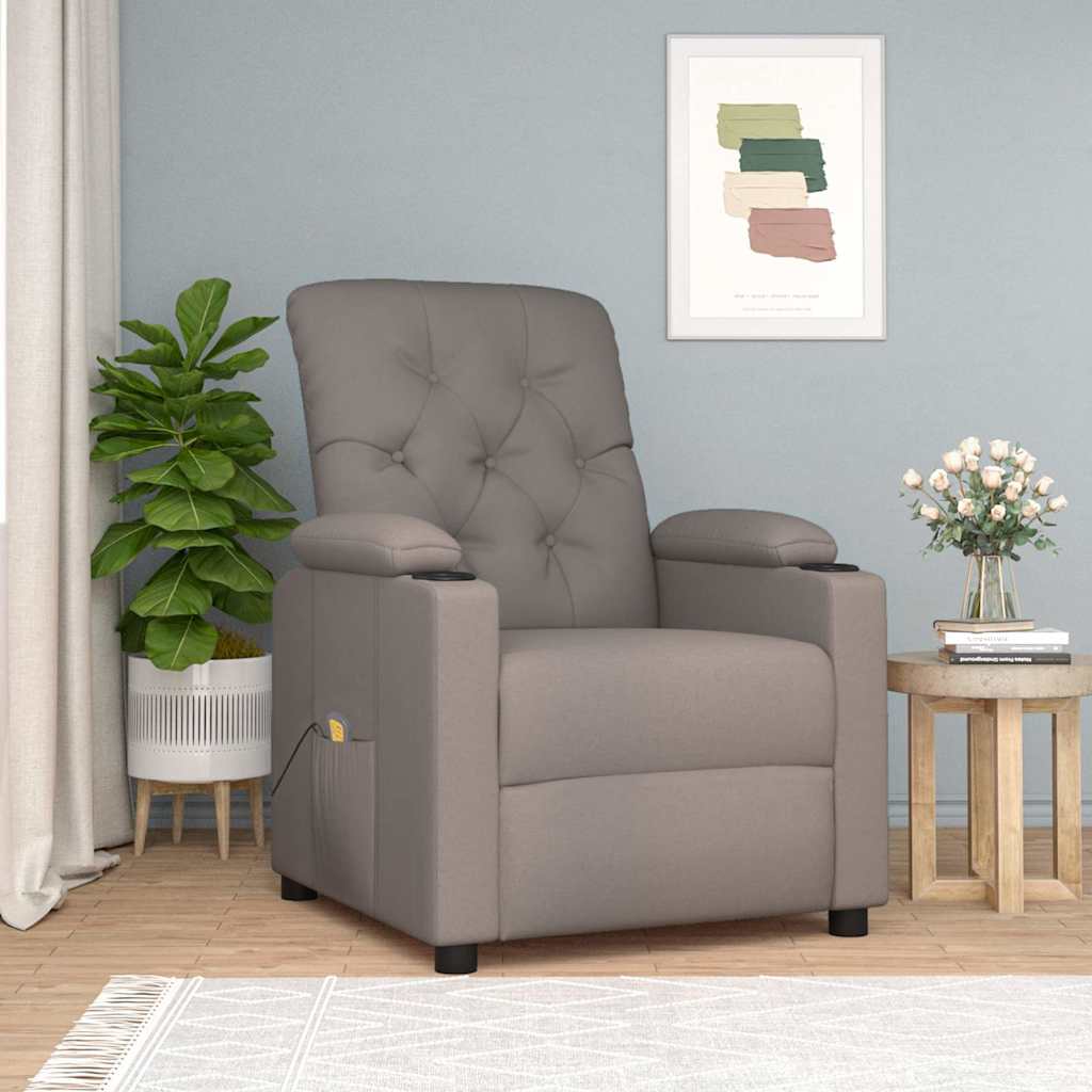 Massagesessel Taupe Stoff