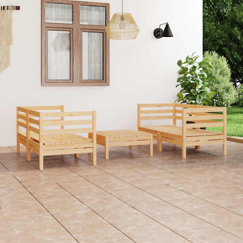 5-tlg. Garten-Lounge-Set Kiefer Massivholz
