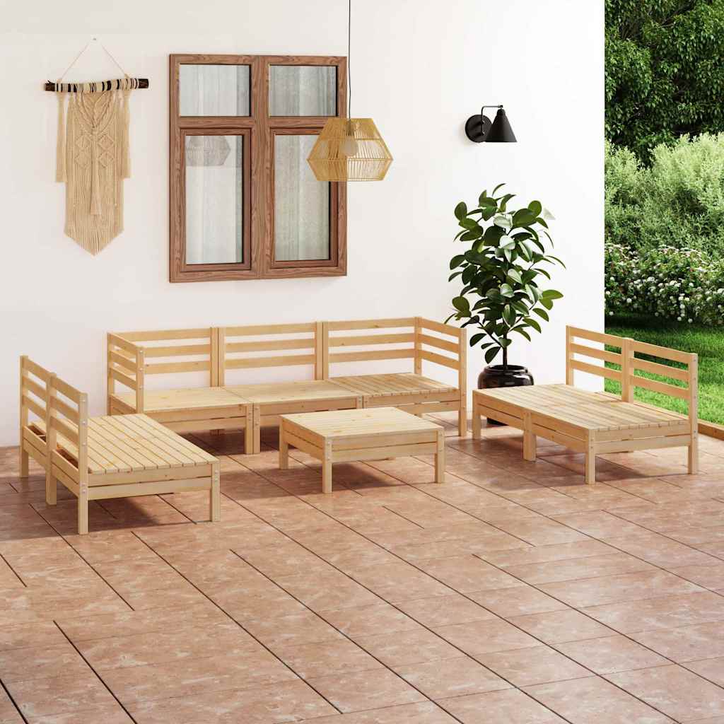 8-tlg. Garten-Lounge-Set Massivholz Kiefer