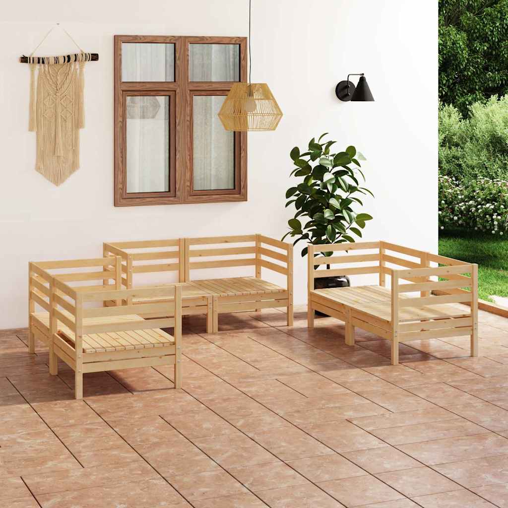 6-tlg. Garten-Lounge-Set Massivholz Kiefer
