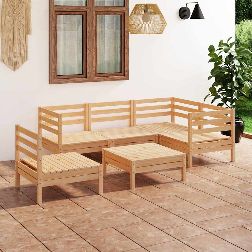 6-tlg. Garten-Lounge-Set Kiefer Massivholz