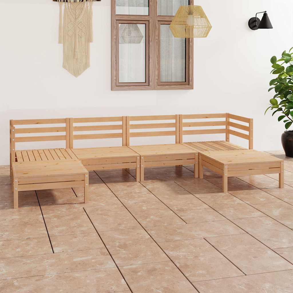 6-tlg. Garten-Lounge-Set Massivholz Kiefer