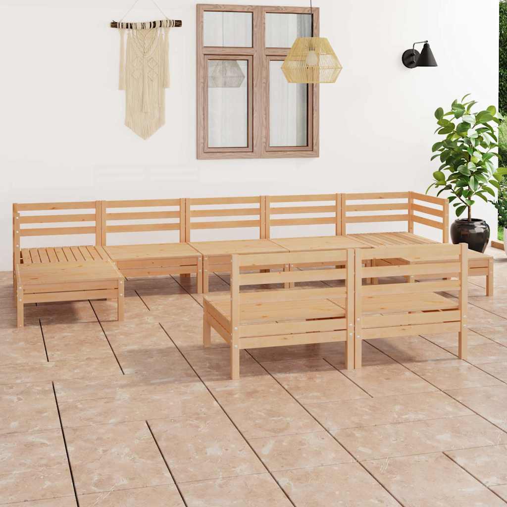 9-tlg. Garten-Lounge-Set Massivholz Kiefer
