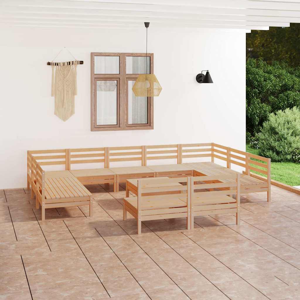 12-tlg. Garten-Lounge-Set Massivholz Kiefer