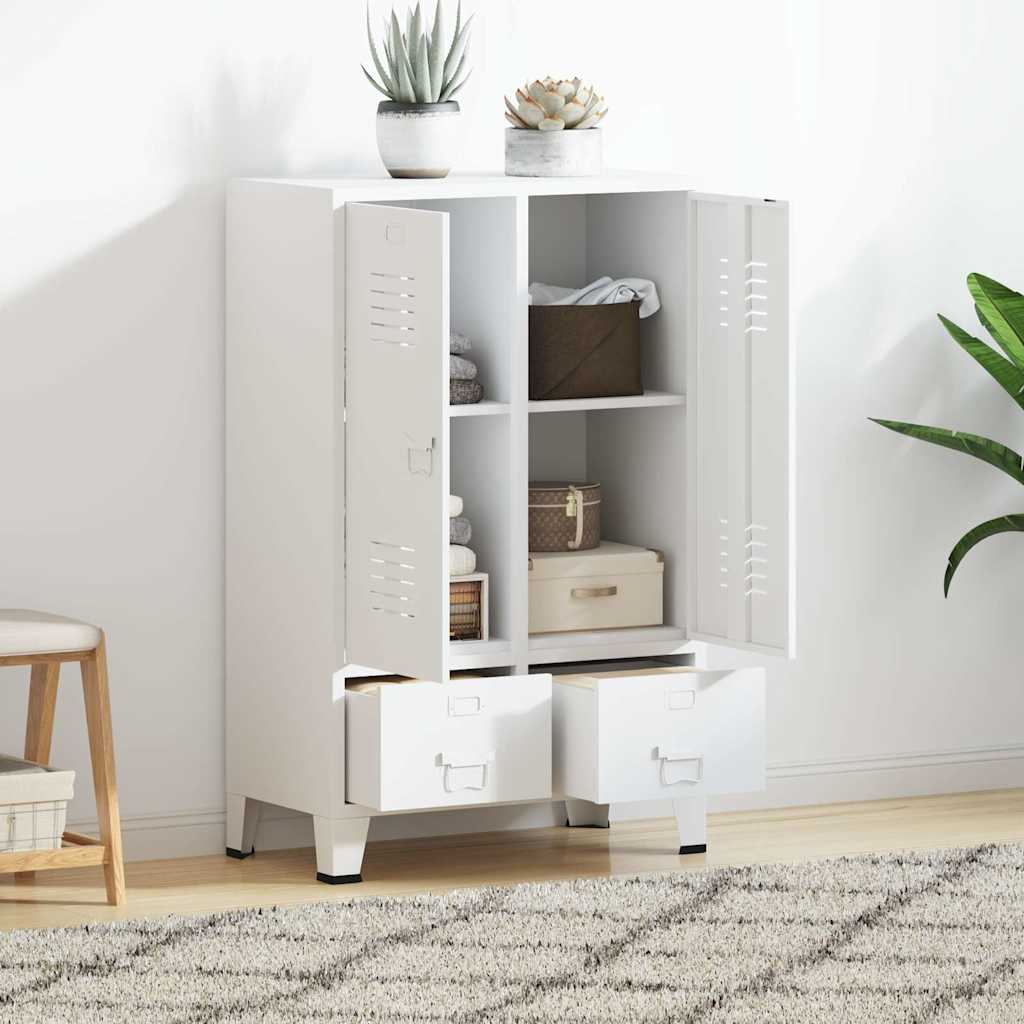 Kleiderschrank Industrie-Stil Weiß 67x35x107 cm Stahl