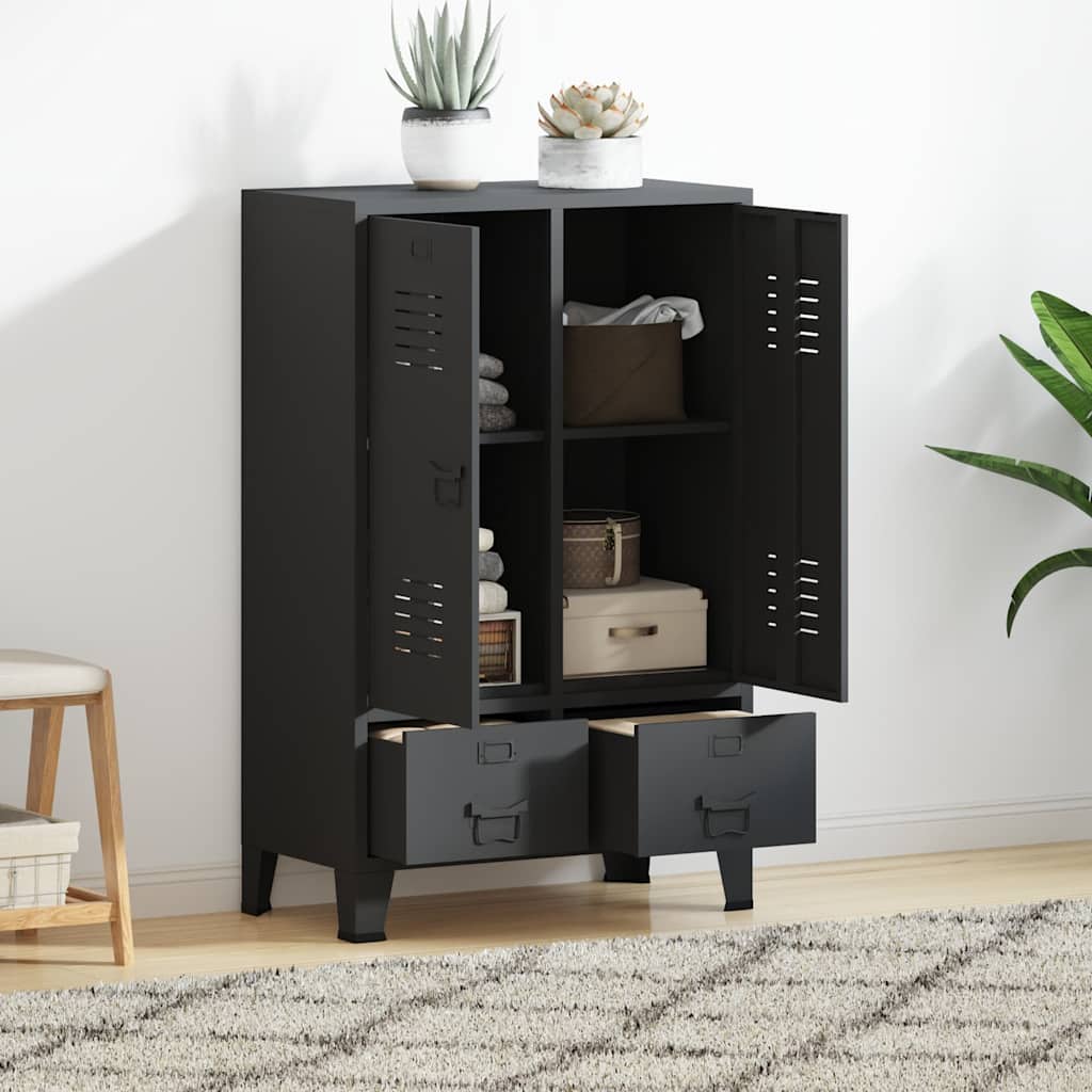 Kleiderschrank Industrie-Stil Anthrazit 67x35x107 cm Stahl