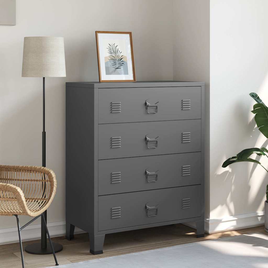 Industrial Kommode mit Schubladen Anthrazit 78x40x93 cm Metall