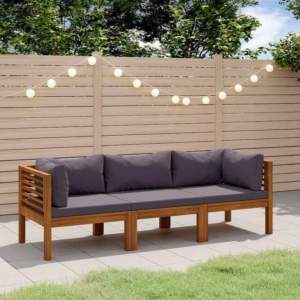 3-Sitzer-Gartensofa mit Auflage Akazie Massivholz