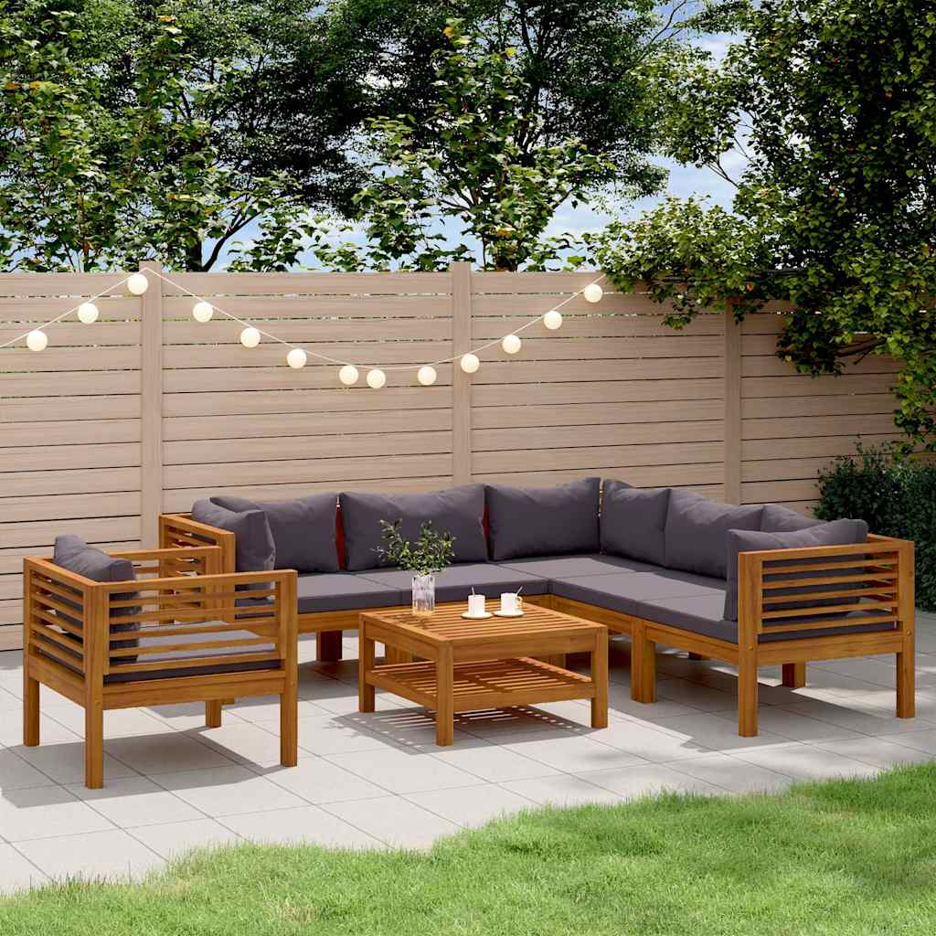 7-tlg. Garten-Lounge-Set mit Auflage Massivholz Akazie
