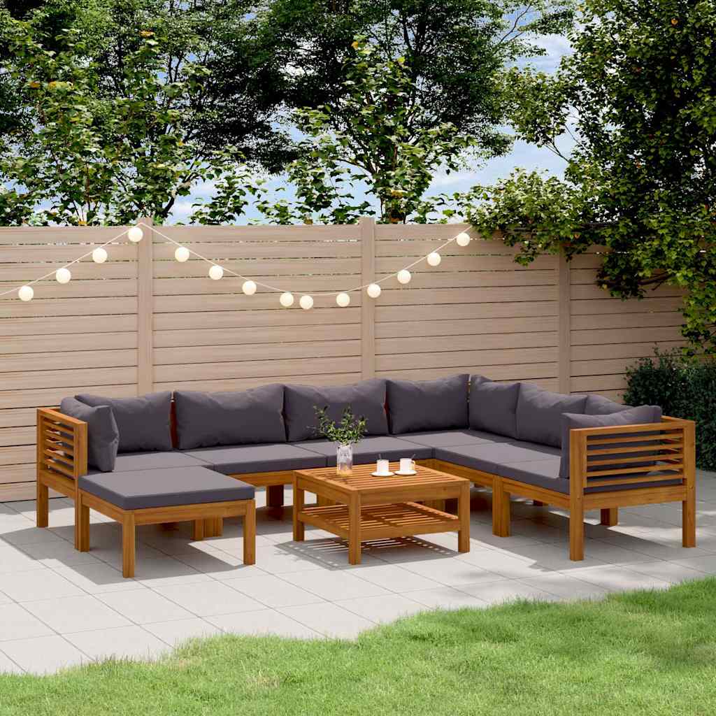8-tlg. Garten-Lounge-Set mit Auflage Massivholz Akazie