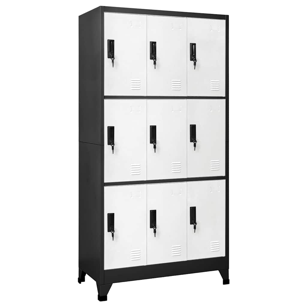 Schließfachschrank Anthrazit und Weiß 90x45x180 cm Stahl