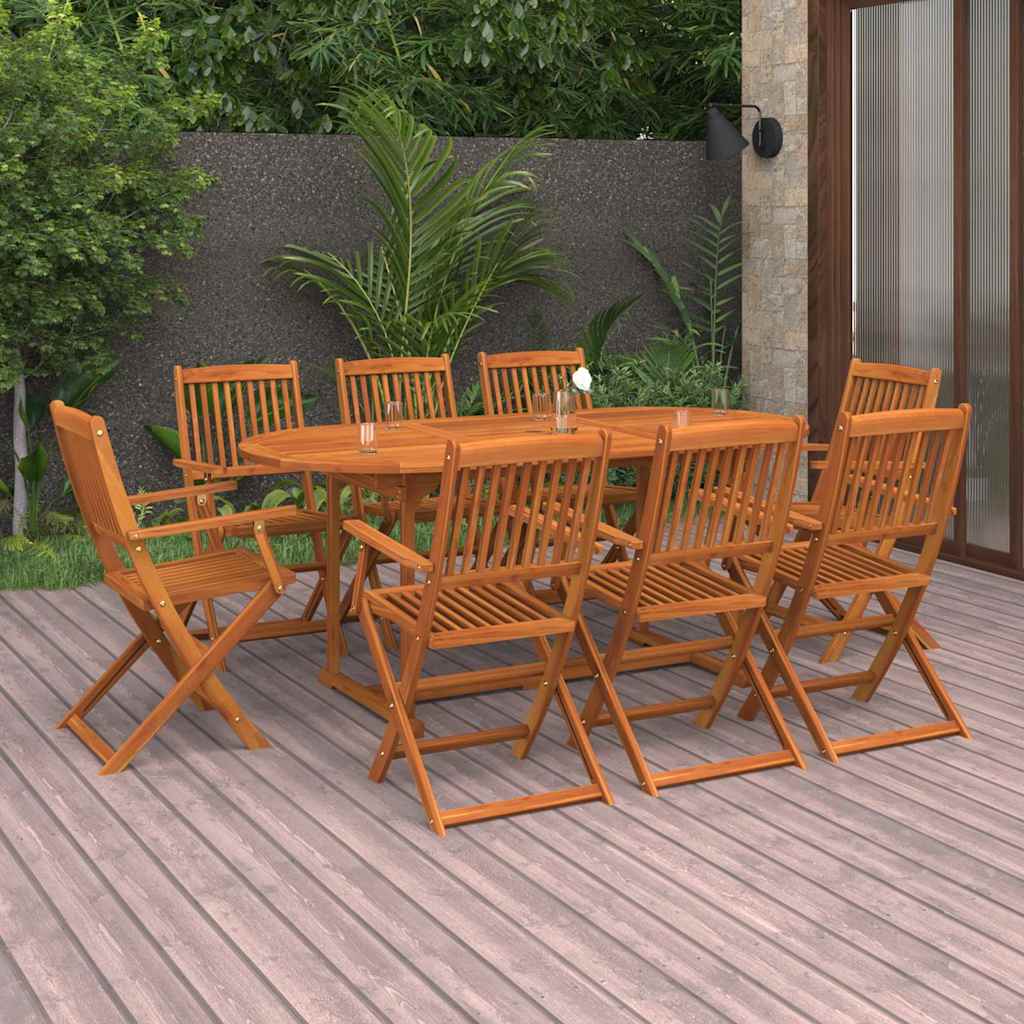 9-tlg. Garten-Essgruppe 180x90x75 cm Massivholz Akazie