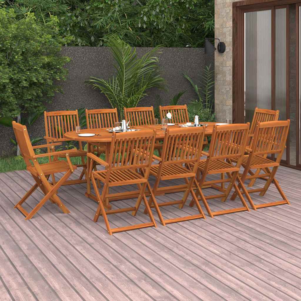 11-tlg. Garten-Essgruppe 220x90x75 cm Massivholz Akazie