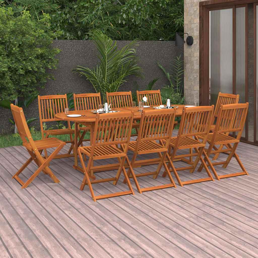 11-tlg. Garten-Essgruppe 220x90x75 cm Massivholz Akazie