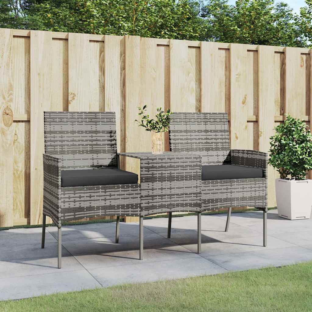 2-Sitzer-Gartensofa mit Teetisch Poly Rattan Anthrazit