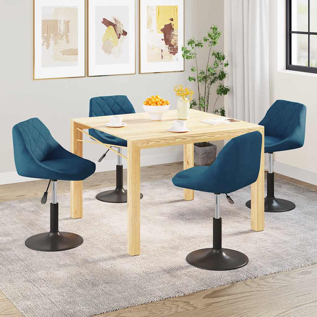 Esszimmerstühle 4 Stk. Drehbar Blau Samt