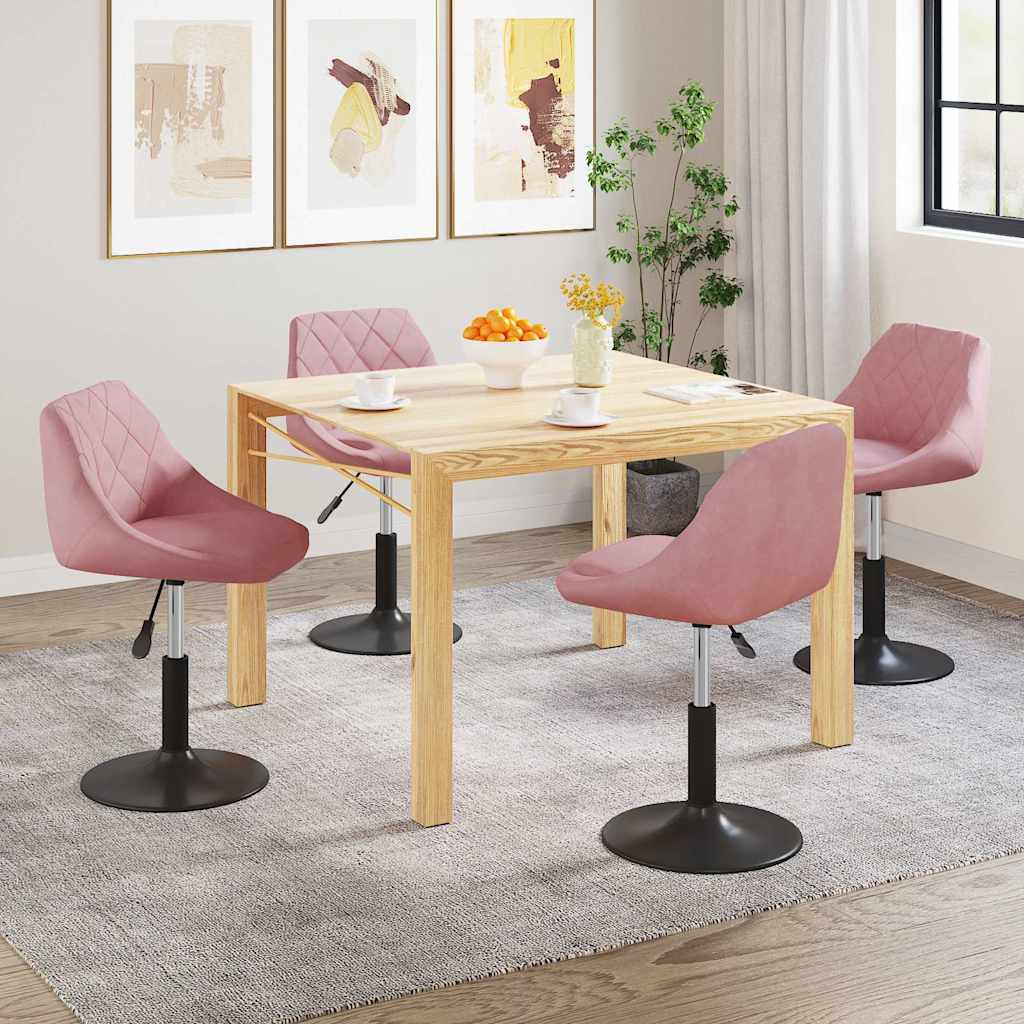 Esszimmerstühle 4 Stk. Drehbar Rosa Samt
