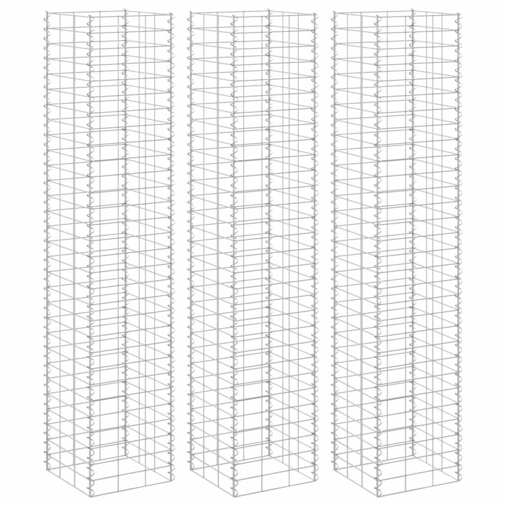 Gabionen-Hochbeete 3 Stk. 30x30x150 cm Eisen