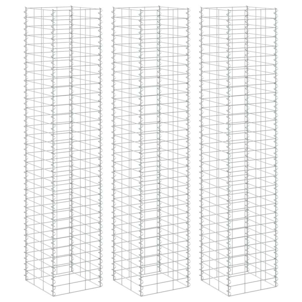 Gabionen-Hochbeete 3 Stk. 30x30x200 cm Eisen