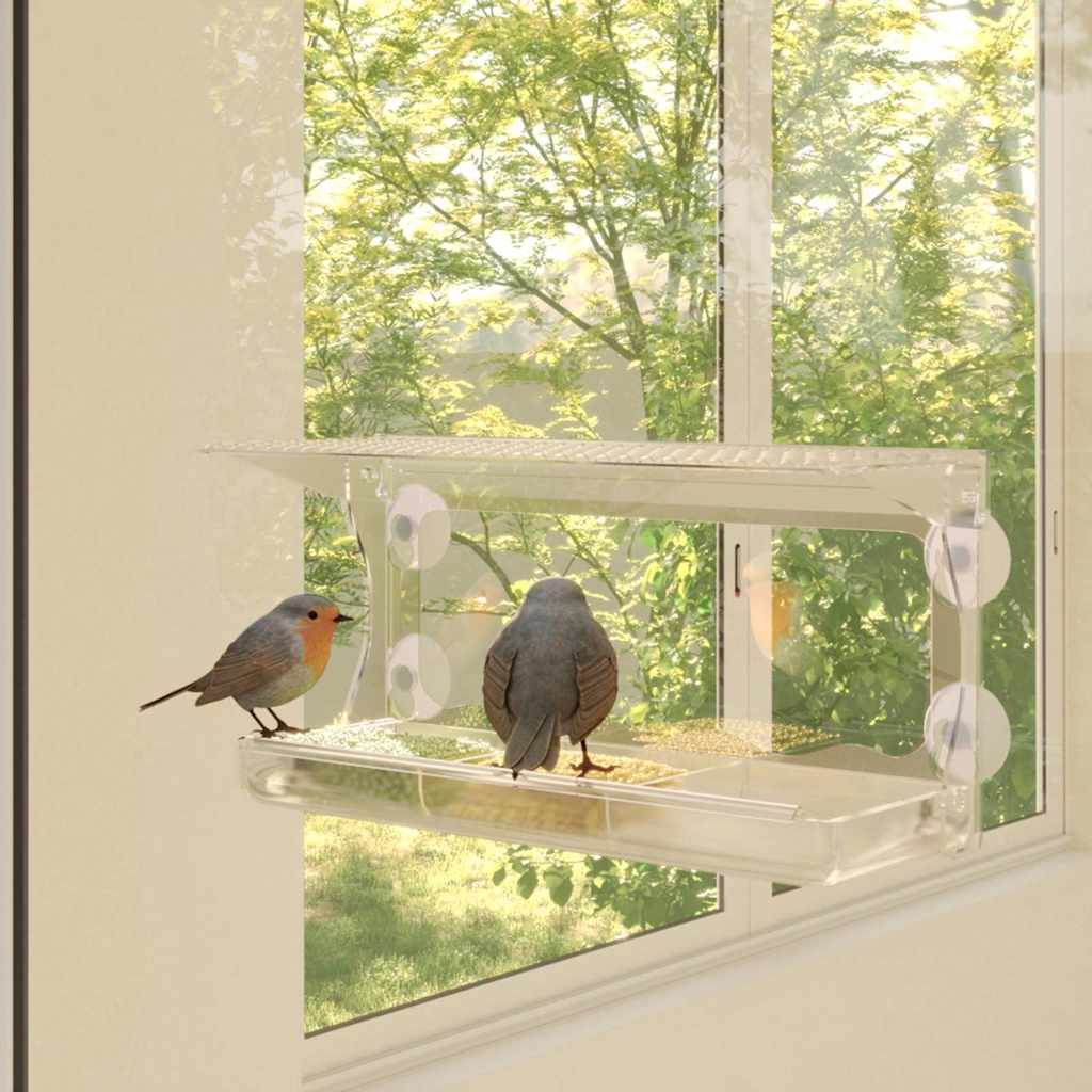 Fenster-Futterstellen für Vögel 2 Stk. Acryl 30x12x15 cm