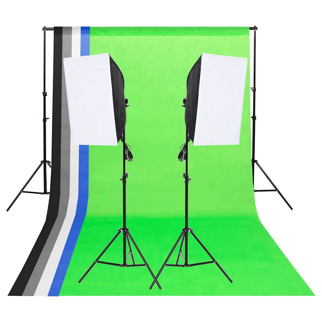 Fotostudio-Beleuchtung-Set mit Hintergründen und Softboxen
