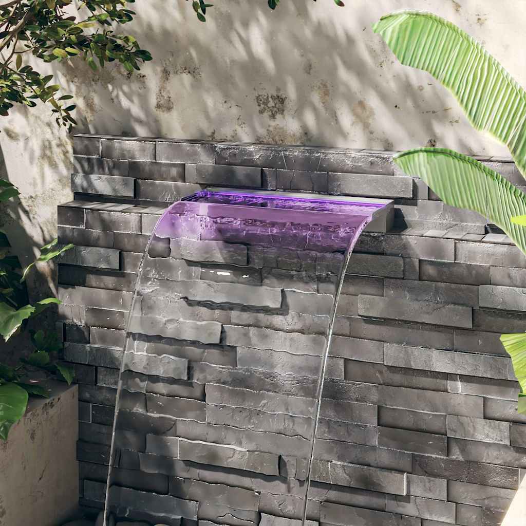 Wasserfall-Element mit RGB LEDs Edelstahl 60 cm