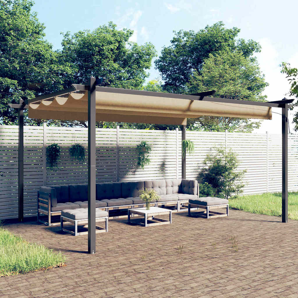 Pavillon mit Ausziehbarem Dach 4x3 m Taupe