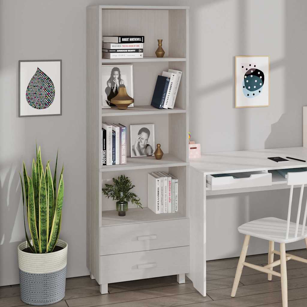 Highboard HAMAR Weiß 60x35x180 cm Massivholz Kiefer