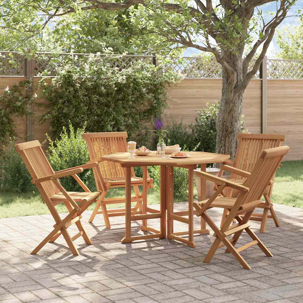5-tlg. Garten-Essgruppe Klappbar Massivholz Teak