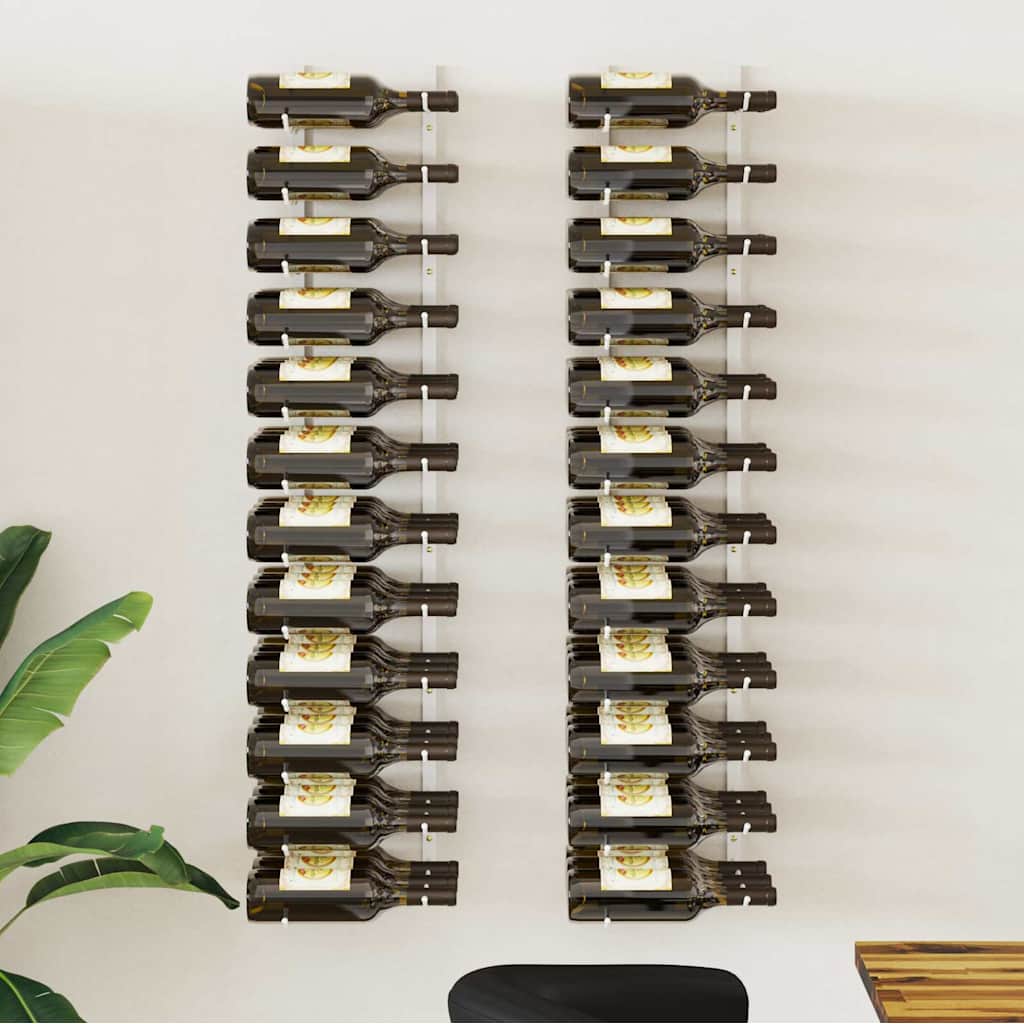 Wand-Weinregal für 36 Flaschen 2 Stk. Weiß Eisen