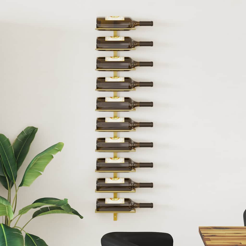 Wand-Weinregal für 10 Flaschen Golden Metall
