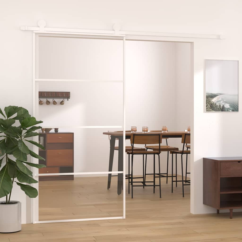 Schiebetür ESG Glas und Aluminium 102,5x205 cm Weiß