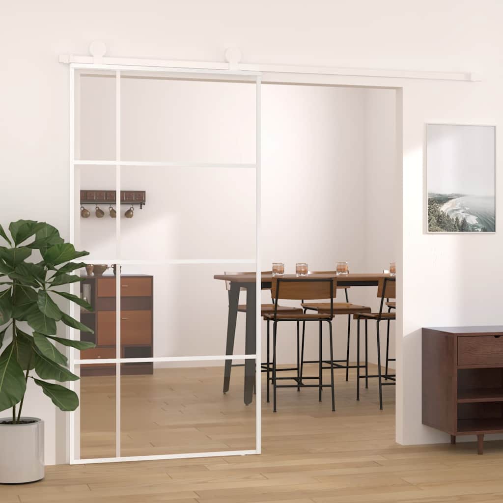 Schiebetür ESG Glas und Aluminium 102,5x205 cm Weiß