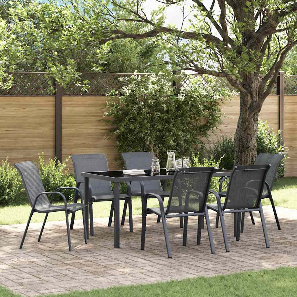 Stapelbare Gartenstühle 6 Stk. Grau Textilene
