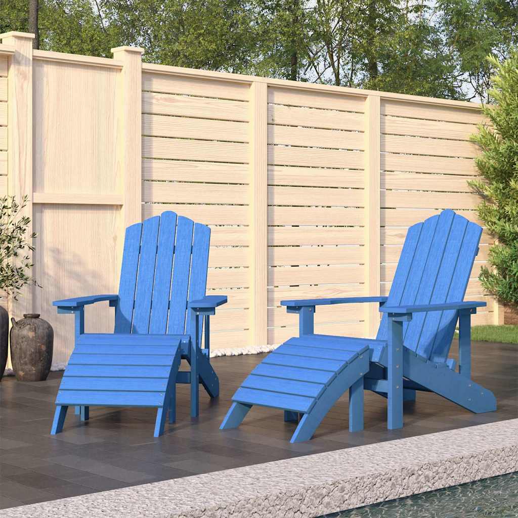Adirondack-Gartenstühle 2 Stk. mit Hockern HDPE Aquamarin