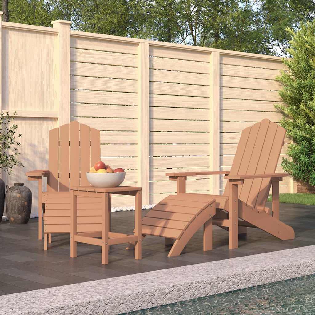 Adirondack-Gartenstühle mit Hocker & Tisch HDPE Braun