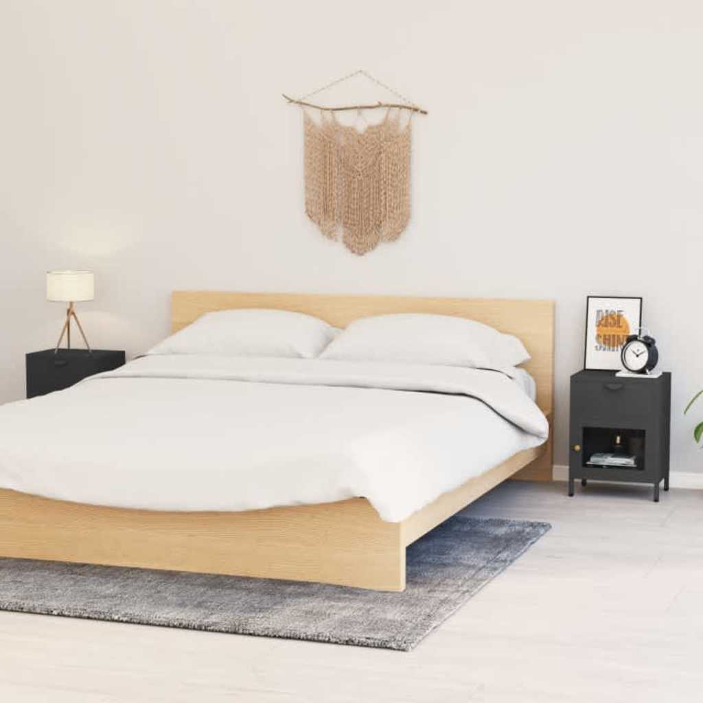 Nachttische 2 Stk. Anthrazit 40x30x54,5 cm Stahl und Glas