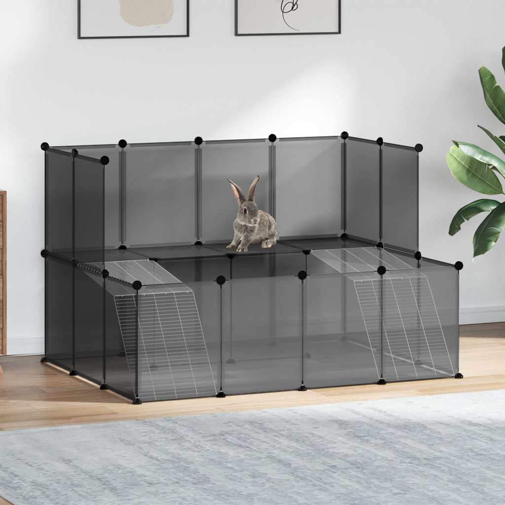 Kleintierkäfig Schwarz 143x107x93 cm PP und Stahl