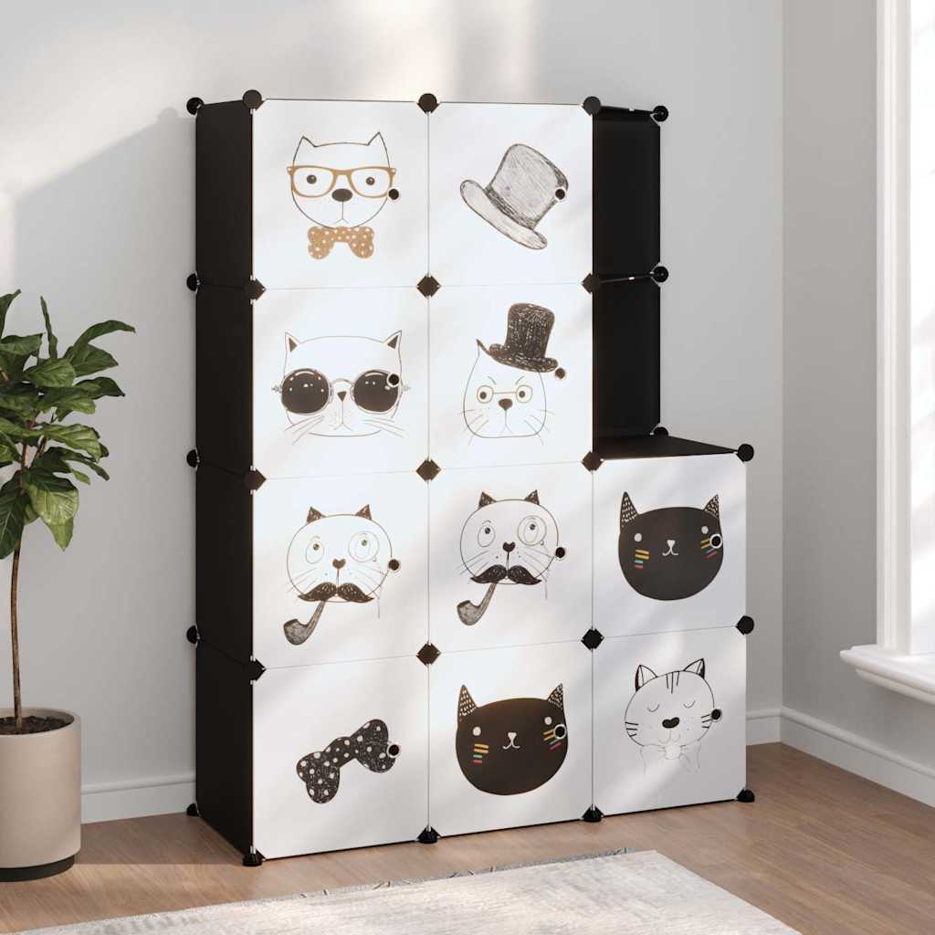 Kinderschrank Modular mit 10 Würfeln Schwarz PP