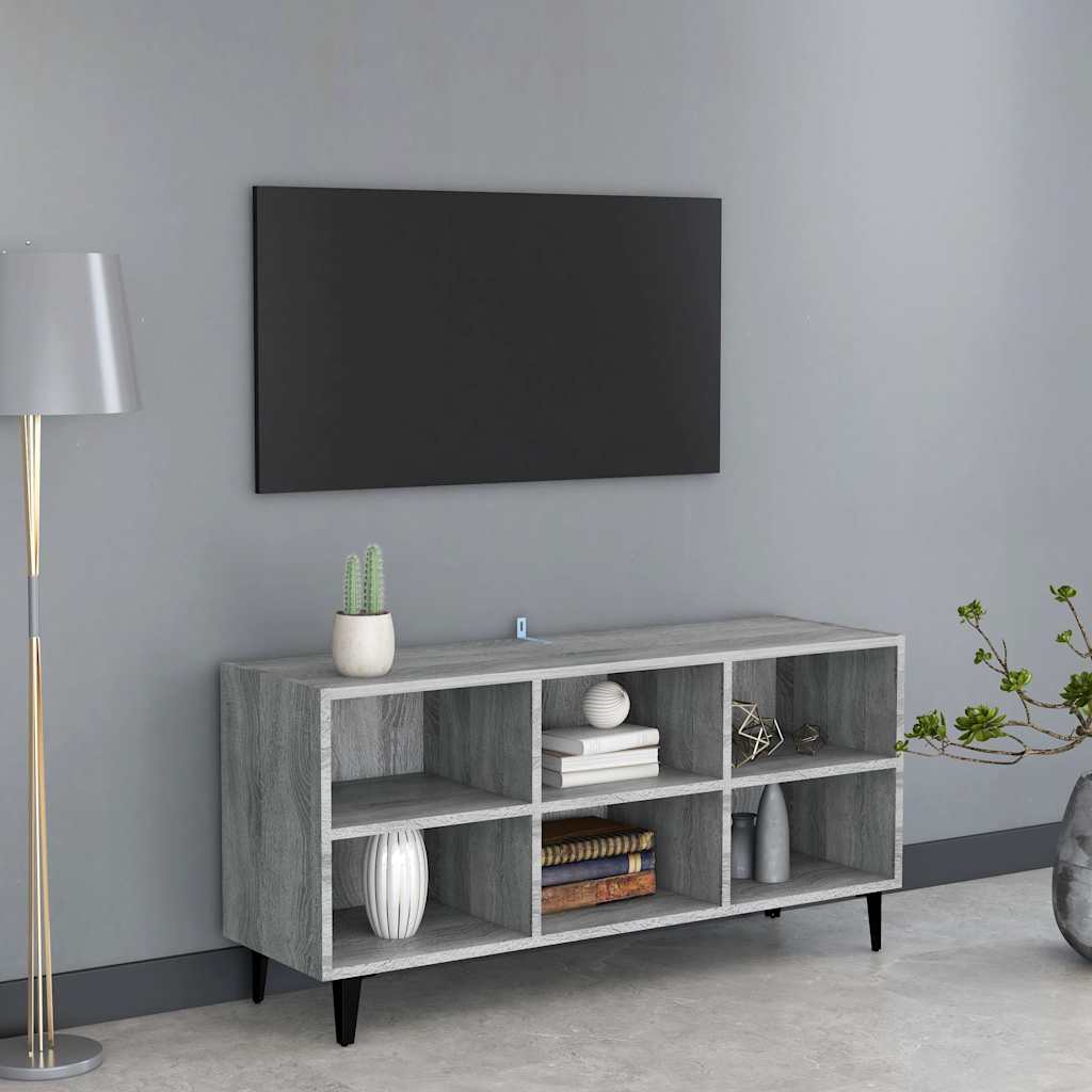TV-Schrank mit Metallbeinen Grau Sonoma 103,5x30x50 cm