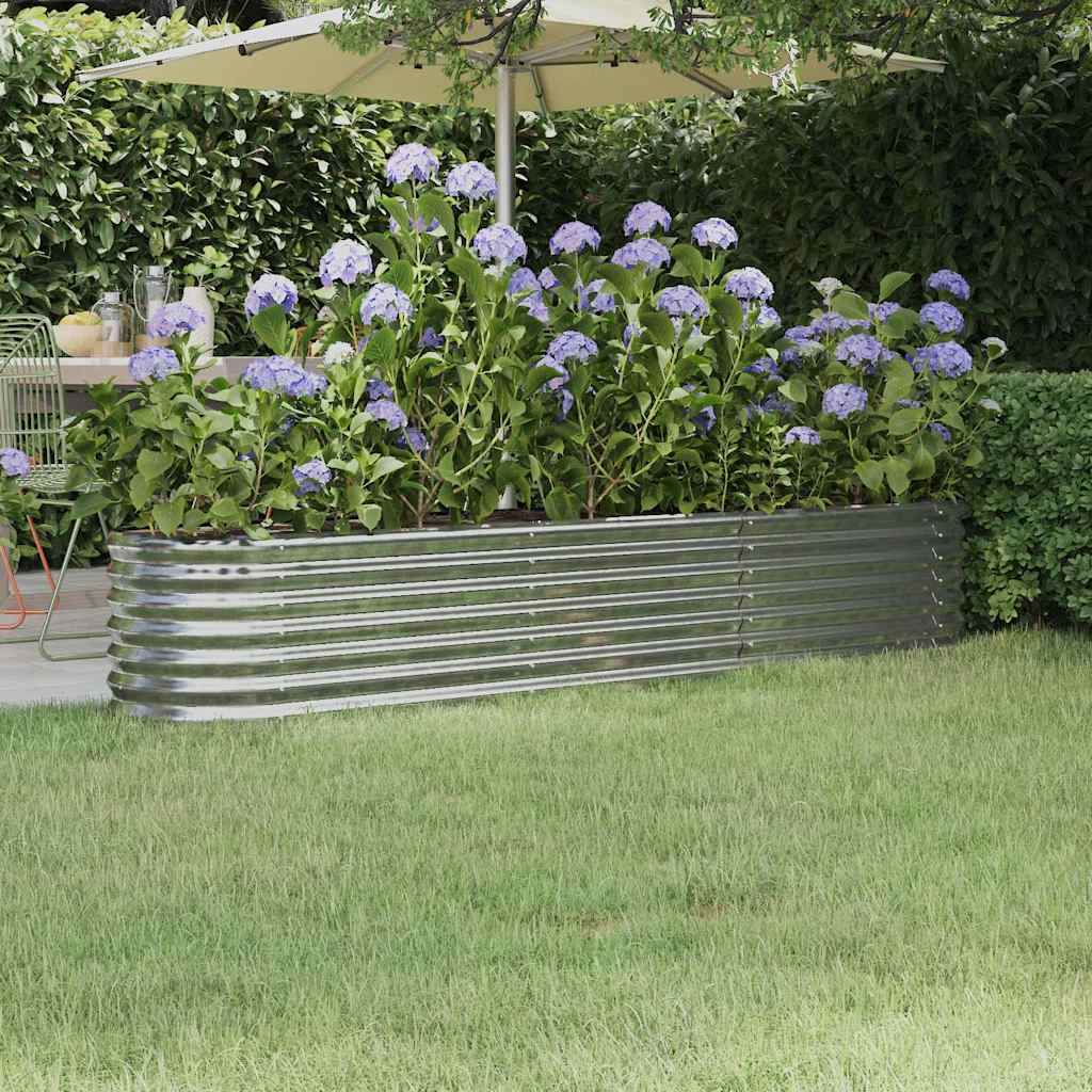 Hochbeet Verzinkter Stahl 224x40x36 cm Silbern