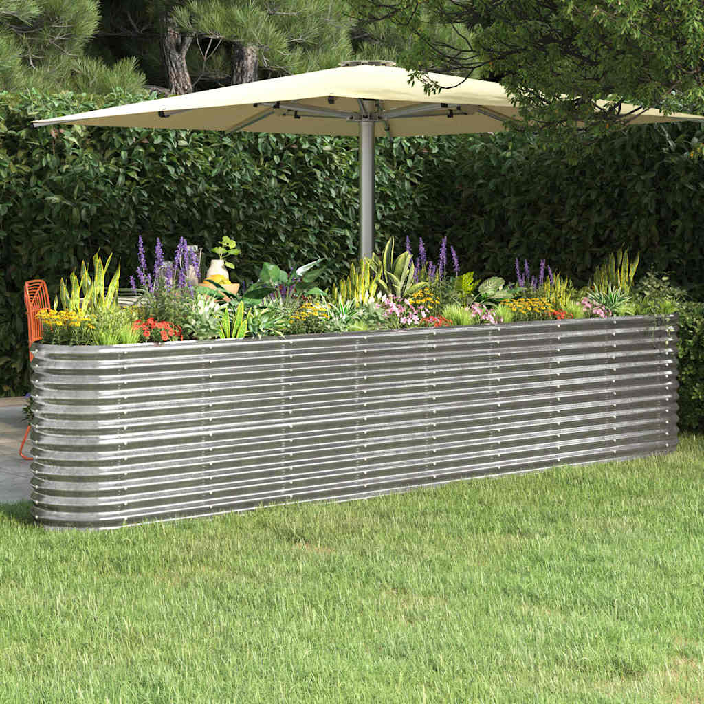 Hochbeet Verzinkter Stahl 332x40x68 cm Silbern