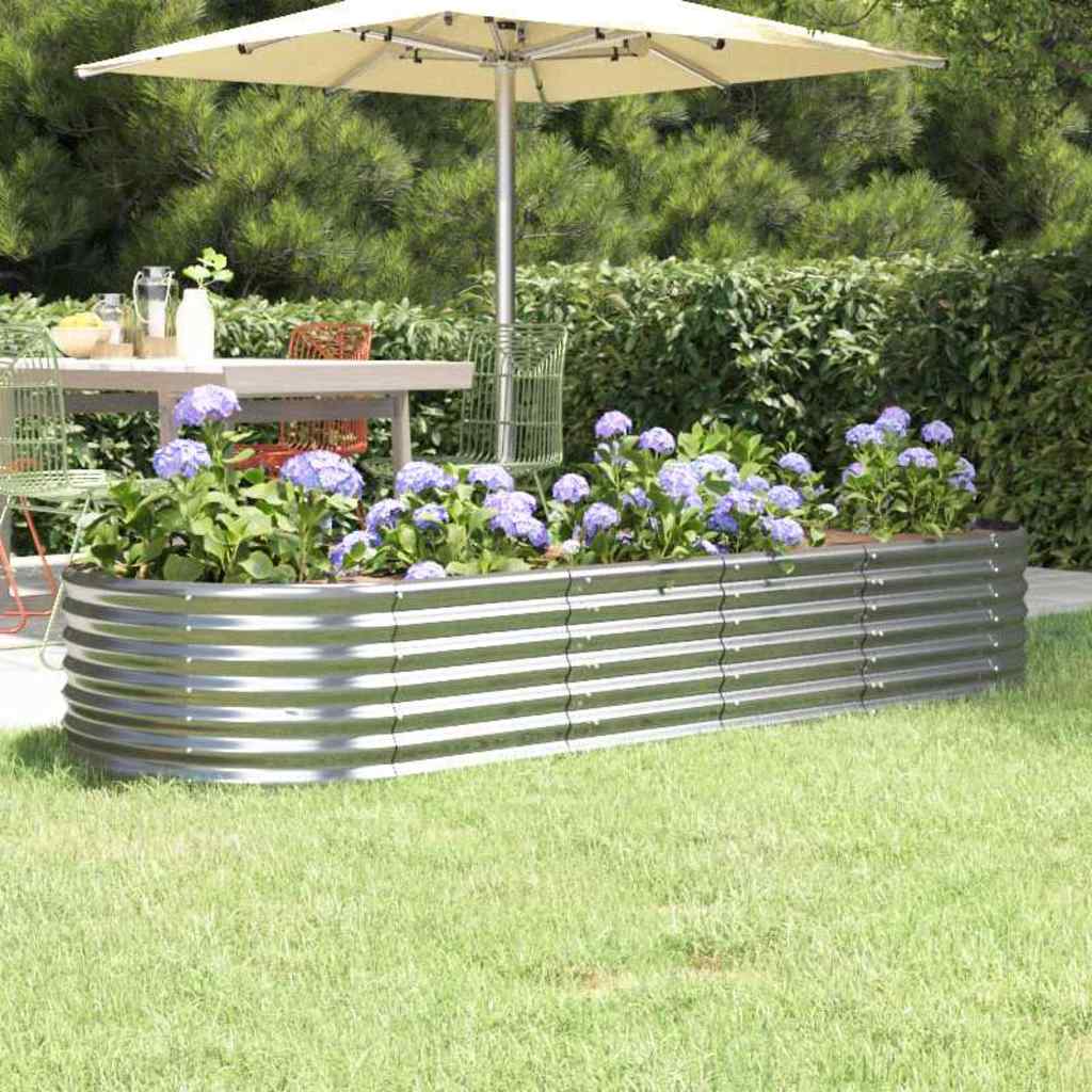 Hochbeet Verzinkter Stahl 224x80x36 cm Silbern