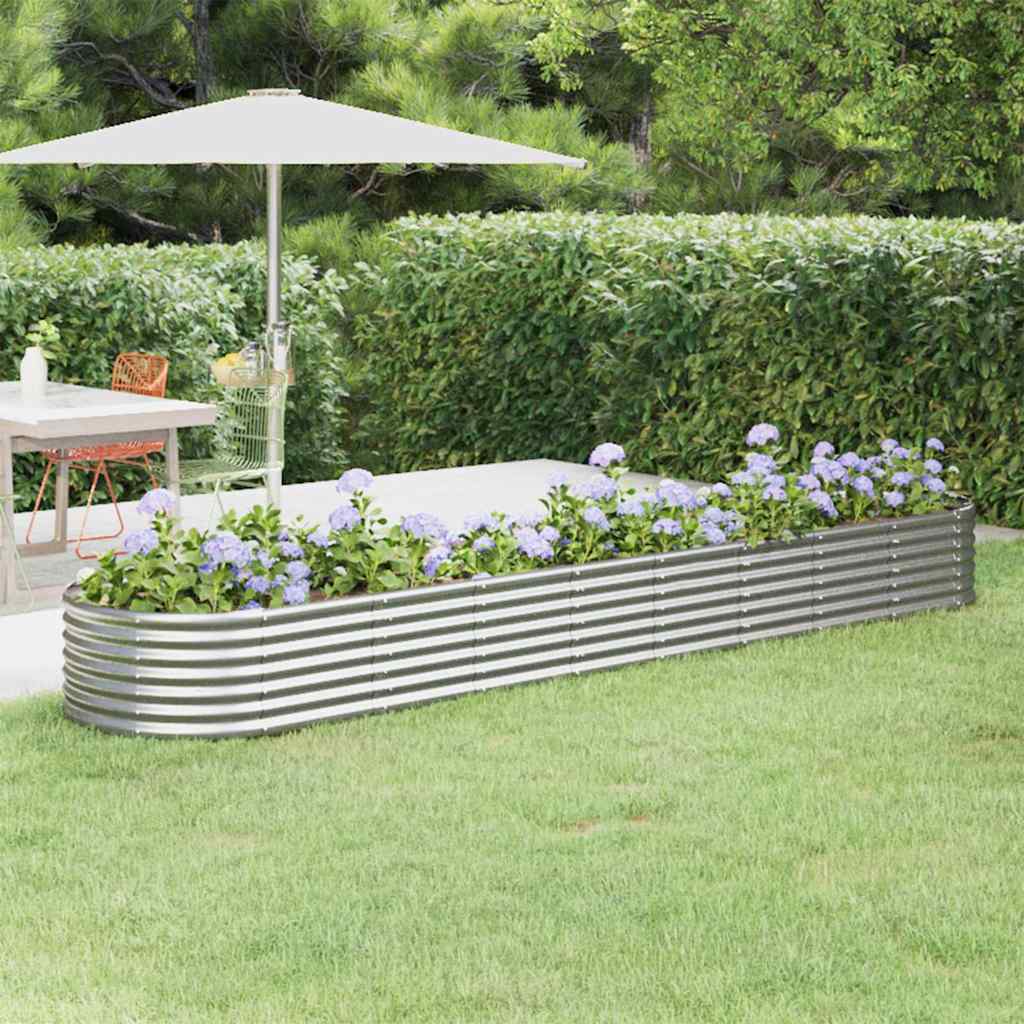 Hochbeet Verzinkter Stahl 368x80x36 cm Silbern