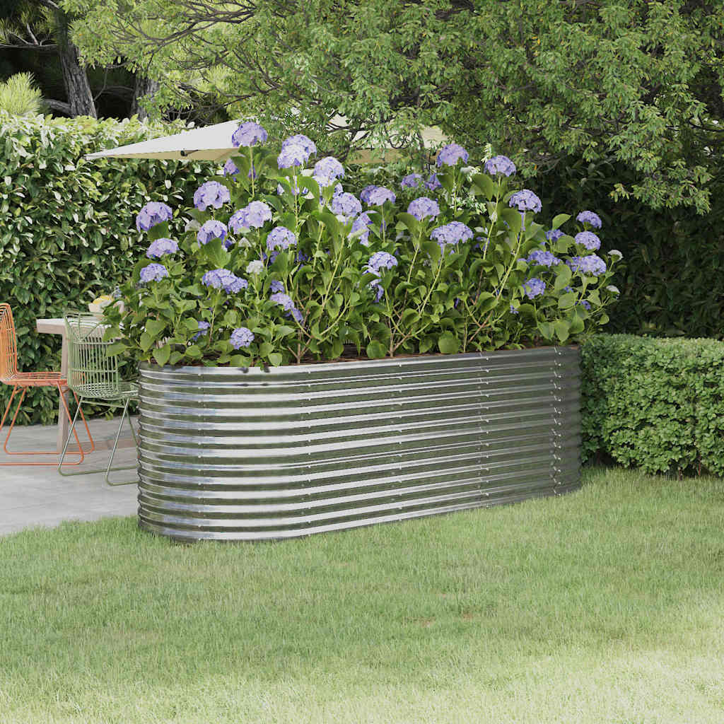 Hochbeet Verzinkter Stahl 224x80x68 cm Silbern