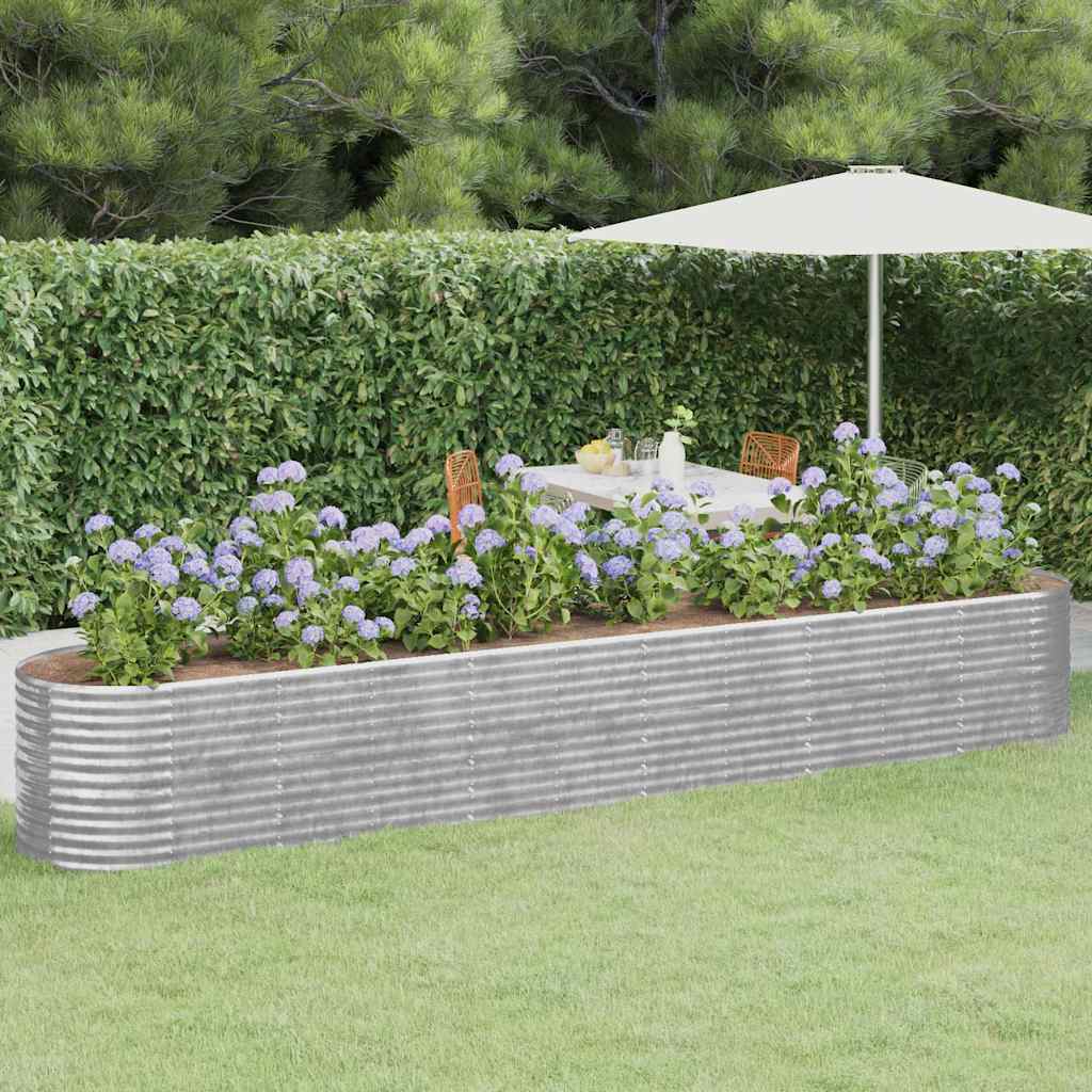 Hochbeet Verzinkter Stahl 440x80x68 cm Silbern