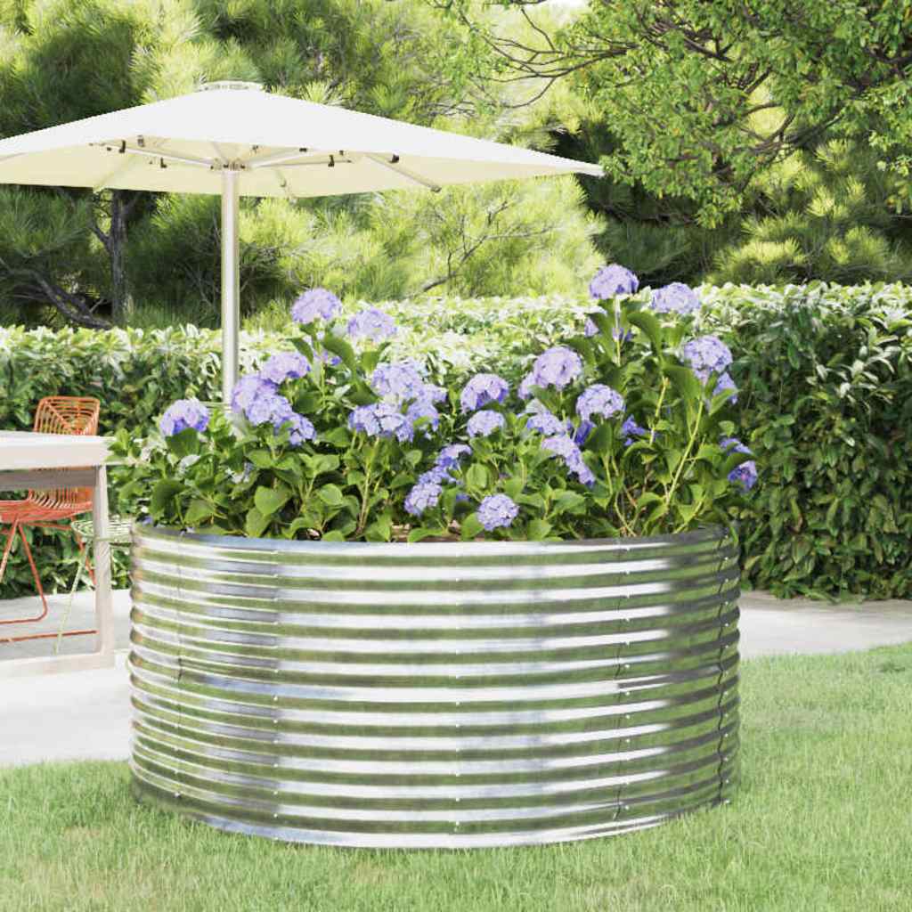 Hochbeet Silbern 140x140x68 cm Verzinkter Stahl
